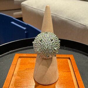 Noir Jewelry: 1/2 Spike Pyramid Ring in Rhodium